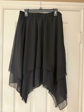 Elegant Black Asymmetrical Layered Skirt